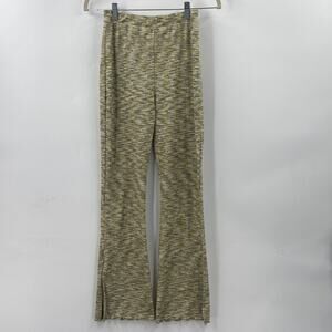 Lisa Says Gah Josie Ribbed Space Dye Flare Pants in Honeydew